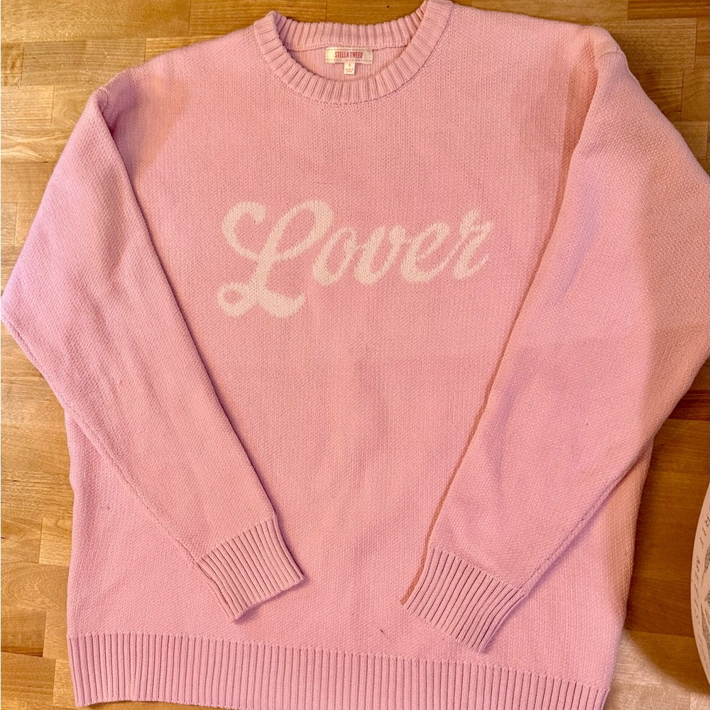 Stella Tweed Pink 'Lover' Crew Neck Sweater